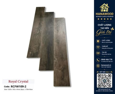 Sàn Đá Công Nghệ Giả Gỗ Hèm Khóa SPC Royal Crystal RCFW109-2 (S03)