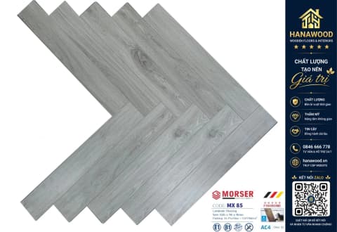 Sàn Gỗ Công Nghiệp Morser Xương Cá Cốt Xanh 8mm MX 85