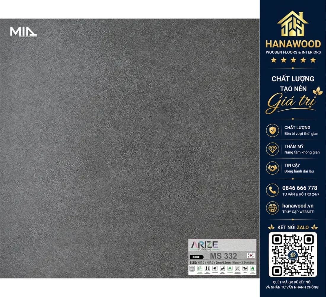 Hình ảnh Sàn Nhựa Dán Keo Giả Vân Bê Tông ARIZE MS332 W3 Dày 3mm