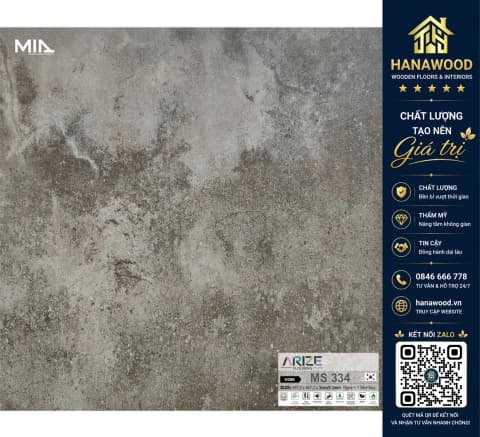 Hình ảnh Sàn Nhựa Giả Gỗ Dán Keo Giả Vân Đá ARIZE MS334 Dày 3mm