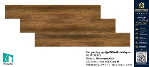 Sàn Gỗ Công Nghiệp Inovar TZ332 12mm