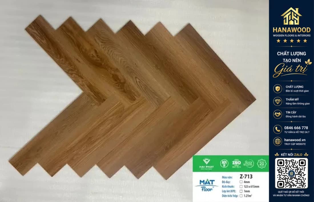 Sàn Nhựa Hèm Khóa Xương Cá MAT Floor Z-713 Dày 4mm