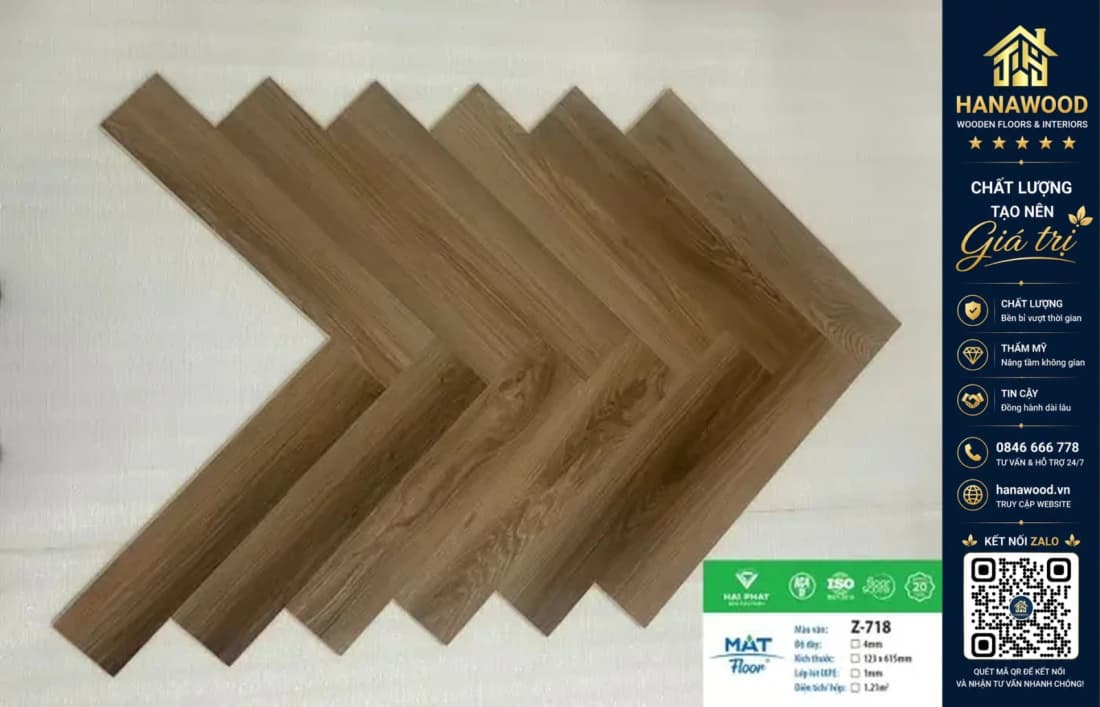 Sàn Nhựa Hèm Khóa Xương Cá MAT Floor Z-718 Dày 4mm