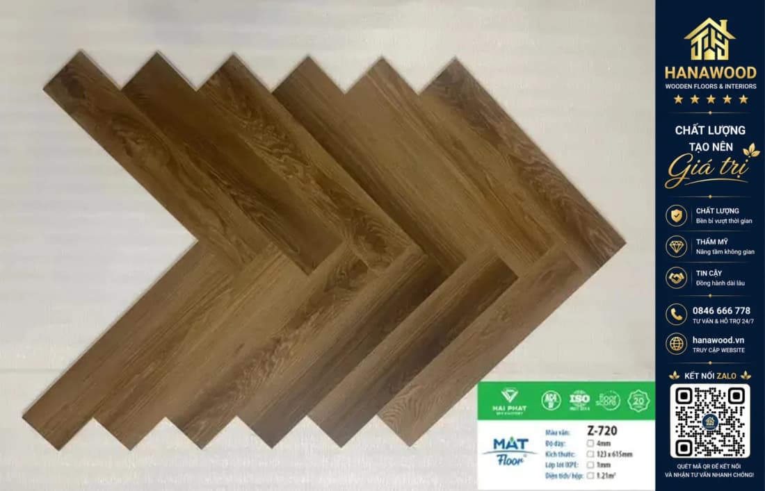 Sàn Nhựa Giả Gỗ Hèm Khóa MAT Floor Z-720 Dày 4mm