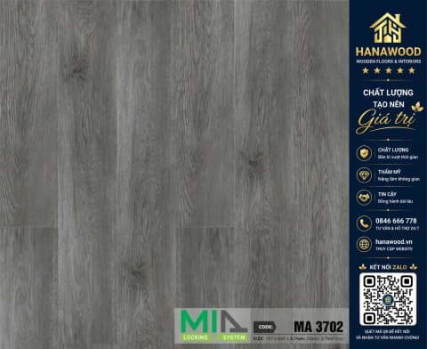 Sàn Nhựa Vinyl Hèm Khóa Giả Gỗ MIA MA 3702 Đế Cao Su 5.7mm