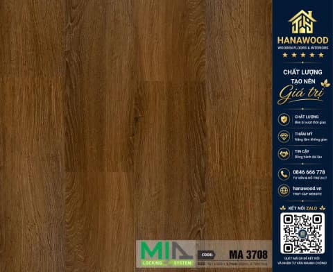 Sàn Nhựa Giả Gỗ Vinyl Hèm Khóa MIA MA 3708 Đế Cao Su 5.7mm