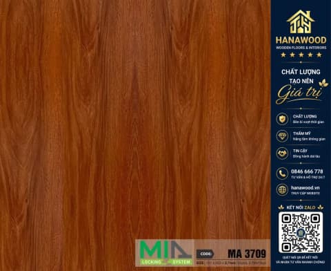 Sàn Nhựa Vinyl Hèm Khóa Giả Gỗ MIA MA 3709 Đế Cao Su 5.7mm