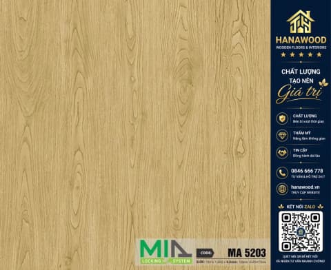 Sàn Nhựa Giả Gỗ Vinyl Hèm Khóa MIA MA 5203 Dày 5.2mm
