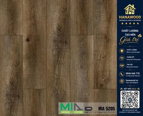 Sàn Nhựa Hèm Khóa Giả Gỗ MIA MA 5205 Dày 5.2mm