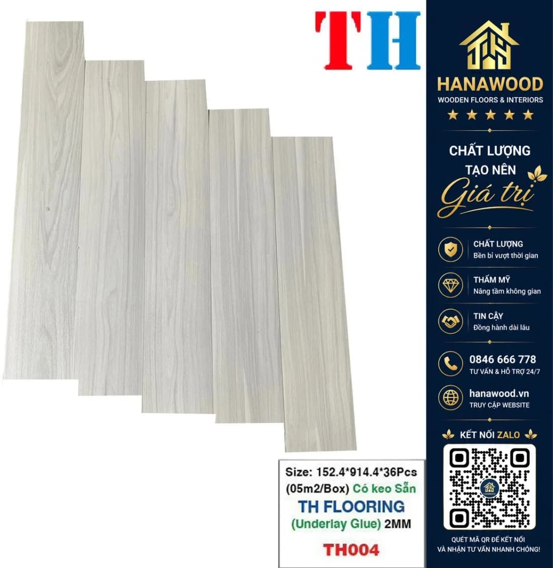 Tấm Lót Sàn Nhựa Giả Gỗ THFLoor TH004 Dày 2mm