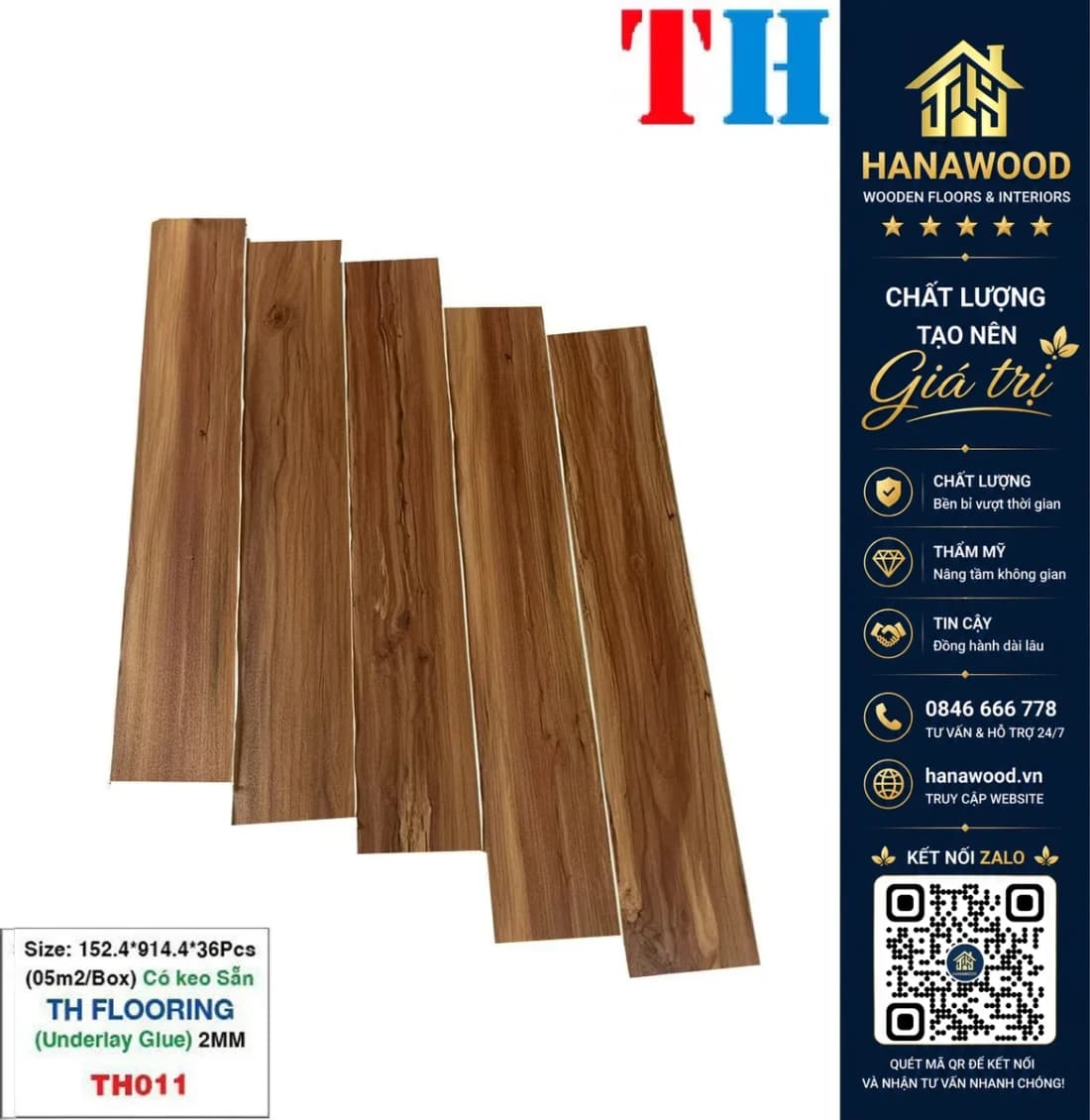 Hình ảnh Sàn Nhựa Giả Gỗ Có Keo Sẵn THFLoor TH011 2mm