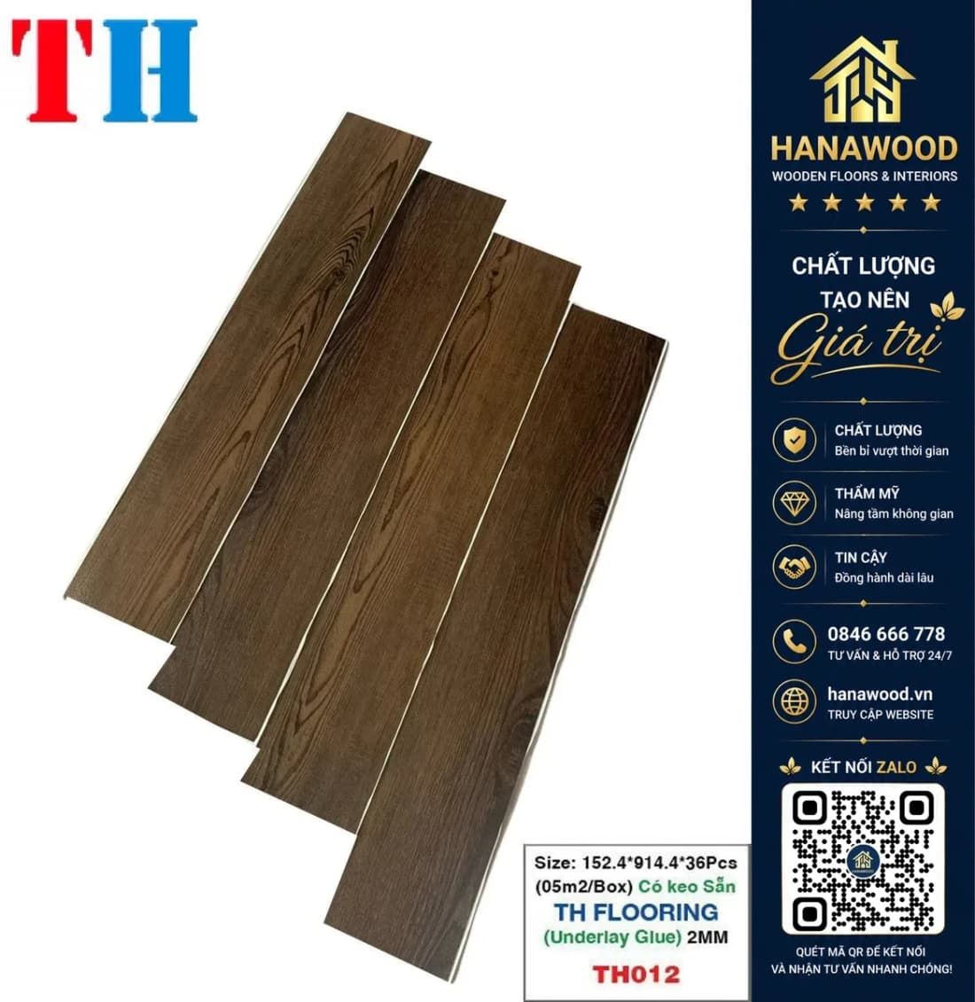 Hình ảnh Tấm Lót Sàn Nhựa Giả Gỗ THFLoor TH012 Dày 2mm