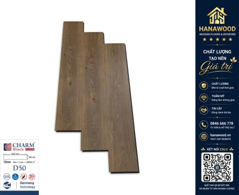 Sàn Gỗ Công Nghiệp Charmwood D50 Dày 12mm