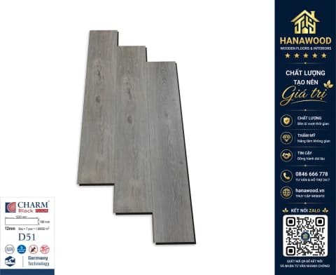Sàn Gỗ Charmwood Việt Nam D51 Dày 12mm