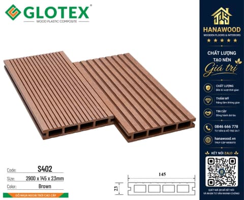 Sàn Hồ Bơi Gỗ Ngoài Trời Glotex S402 Brown