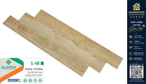 Sàn Nhựa Giả Gỗ Hèm Khóa Glotex 481