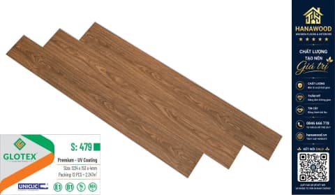 Sàn Nhựa Giả Gỗ Hèm Khóa Glotex 479