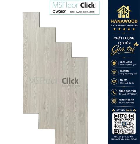 Sàn Nhựa Hèm Khoá MSFloor CW3801 4mm