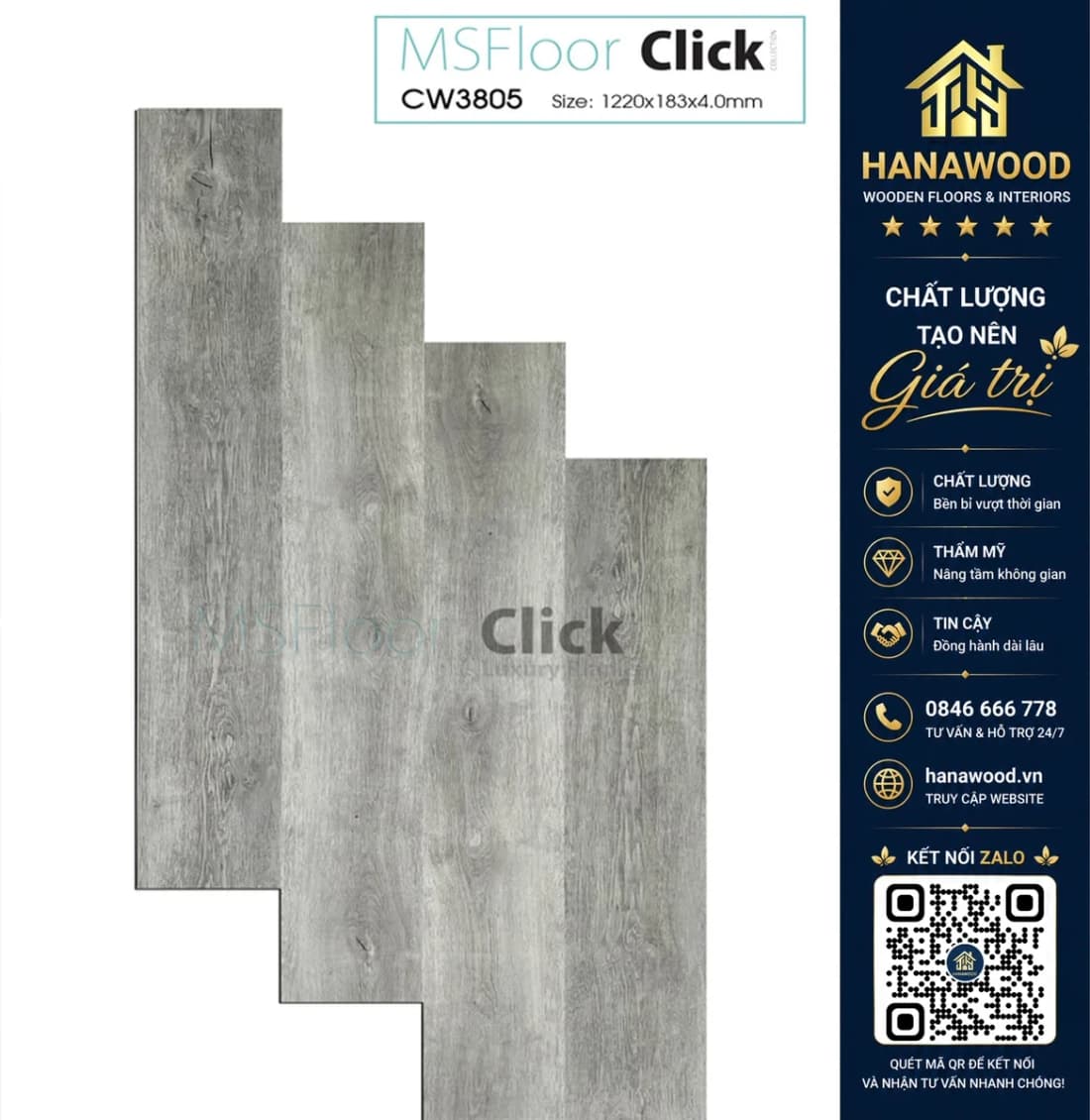 Sàn Nhựa Hèm Khoá MSFloor CW3805 4mm