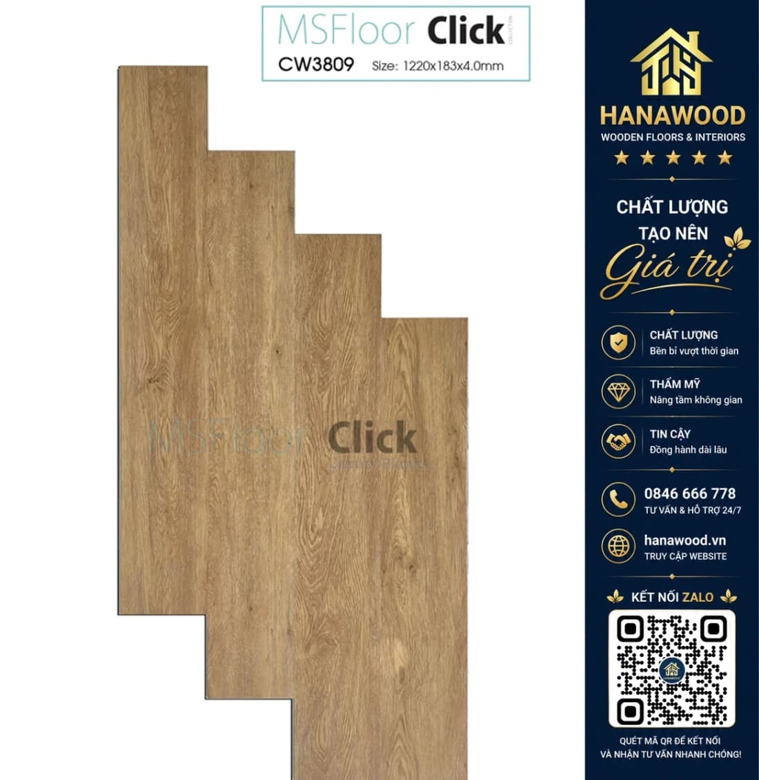 Sàn Nhựa Hèm Khoá MSFloor CW3809 4mm