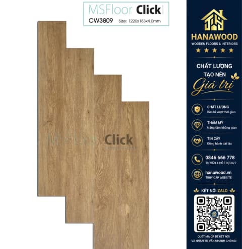 Sàn Nhựa Hèm Khoá MSFloor CW3809 4mm