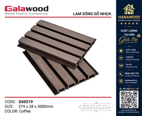 Tấm Gỗ Nhựa Lam Sóng Ngoài Trời Galawood G4S219 Coffee