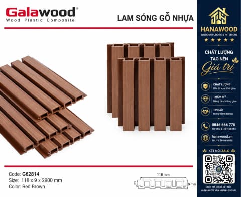 Ốp Tường Lam Sóng Ngoài Trời Galawood G4S219 Red Brown
