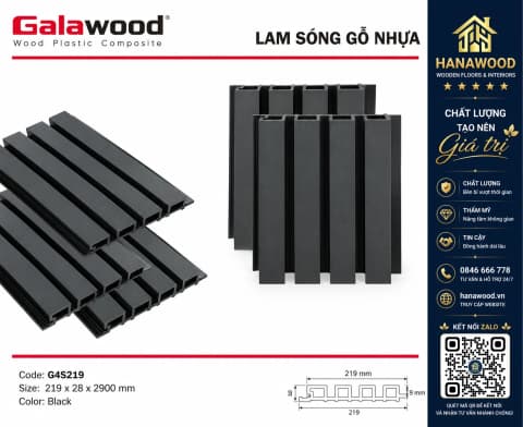 Lam Sóng Gỗ Nhựa Ngoài Trời Galawood G4S219 Black