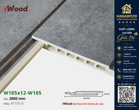 Tấm Ốp Tường Ốp Trần Nano Giả Bê Tông Hèm U Iwood W105-8