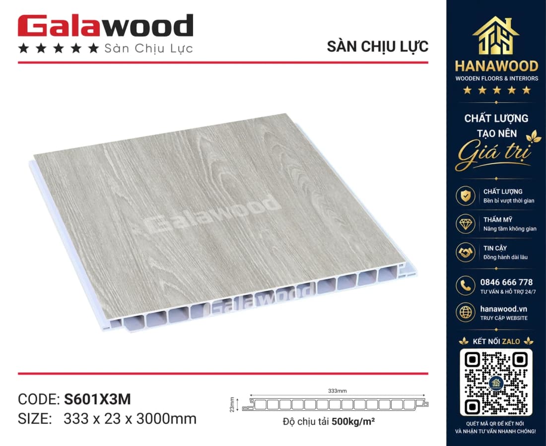 Sàn Nhựa PVC Chịu Lực Gác Lửng Galawood S601X3M