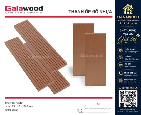 Thanh Đa Năng Gỗ Nhựa Ngoài Trời Galawood DN70X12 Wood