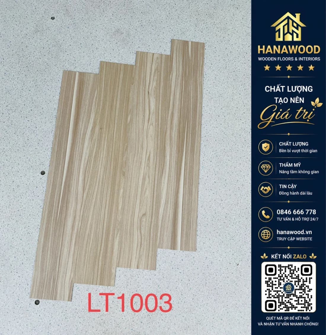 Sàn Nhựa Giả Gỗ Dán Keo Vinyl Floor LT1003