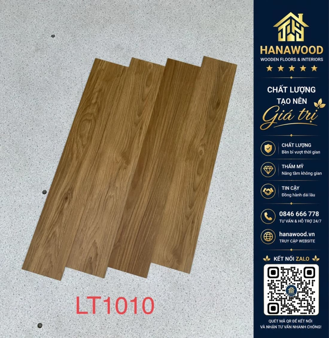 Sàn Nhựa Giả Gỗ Dán Keo Vinyl Floor LT1010