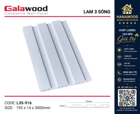 Hình ảnh Tấm Ốp Tường Lam Sóng Thấp Giả Gỗ Galawood L3S-916