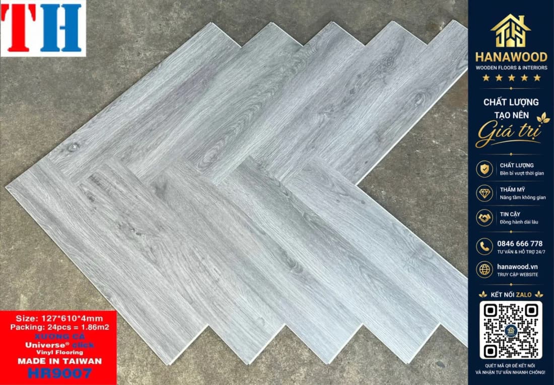 Hình ảnh Sàn Nhựa Hèm Khoá Xương Cá 4mm THFloor HR9007