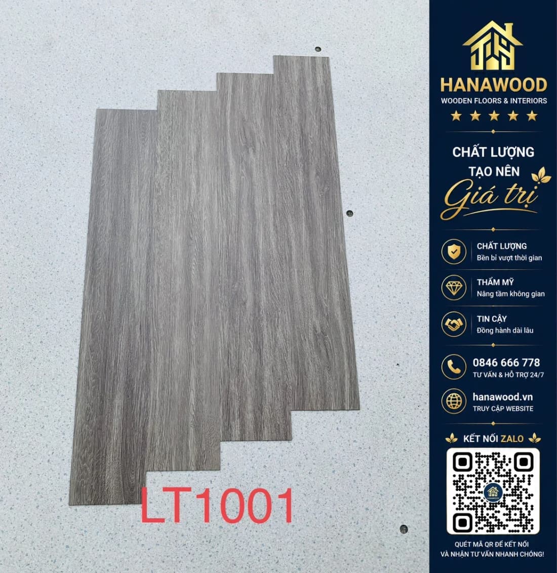 Sàn Nhựa Giả Gỗ Dán Keo Vinyl Floor LT1001