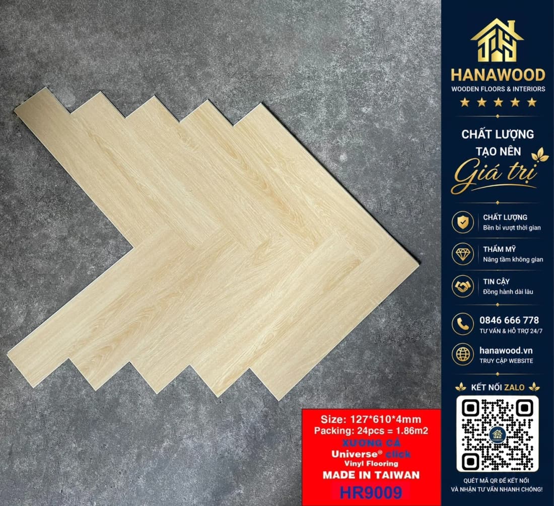 Hình ảnh Sàn Nhựa Hèm Khoá Xương Cá 4mm THFloor HR9009