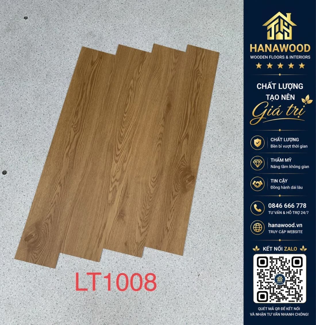 Sàn Nhựa Giả Gỗ Dán Keo Vinyl Floor LT1008