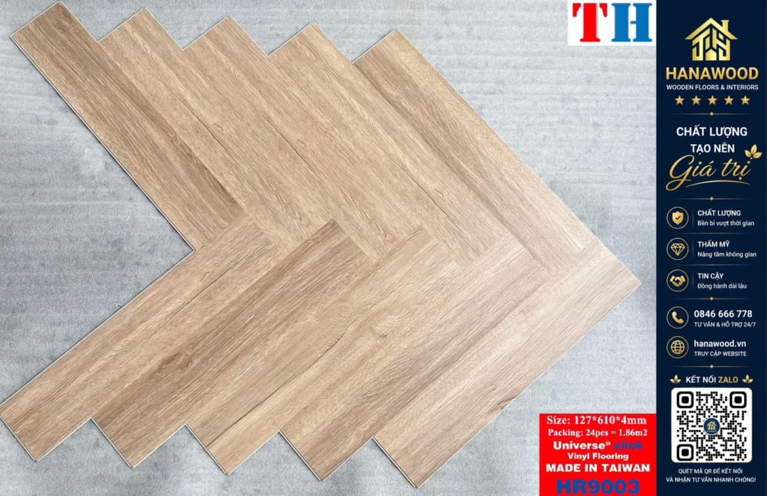Hình ảnh Sàn Nhựa Hèm Khoá Xương Cá 4mm THFloor HR9003