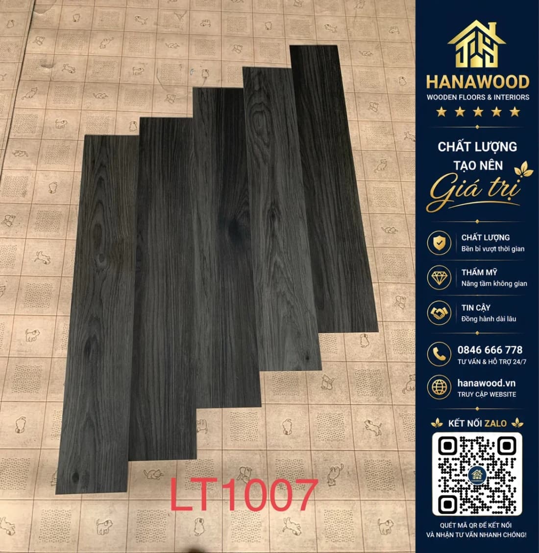 Sàn Nhựa Giả Gỗ Dán Keo Vinyl Floor LT1007