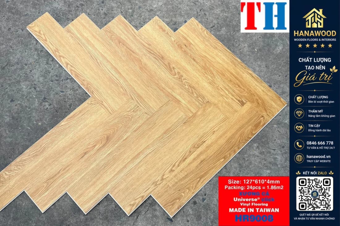 Hình ảnh Sàn Nhựa Hèm Khoá Xương Cá 4mm THFloor HR9008