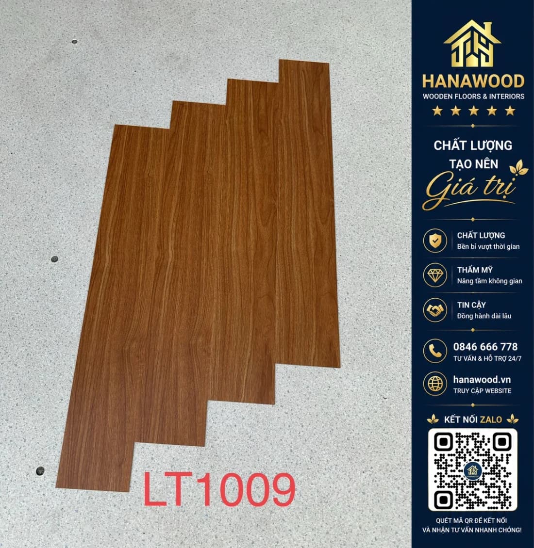 Sàn Nhựa Giả Gỗ Dán Keo Vinyl Floor LT1009