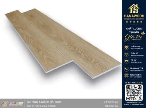 Sàn Nhựa Giả Gỗ Hèm Khóa 4mm Aimaru 4206