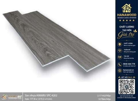 Sàn Nhựa Giả Gỗ Hèm Khóa 4mm Aimaru 4202