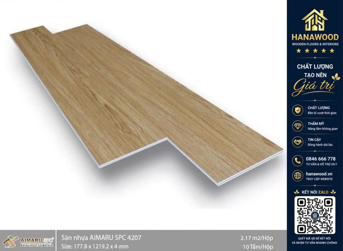 Sàn Nhựa Giả Gỗ Hèm Khóa 4mm Aimaru 4207