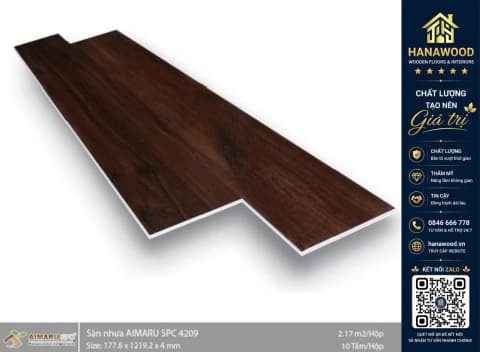 Sàn Nhựa Giả Gỗ Hèm Khóa 4mm Aimaru 4209
