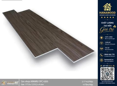 Sàn Nhựa Giả Gỗ Hèm Khóa 4mm Aimaru 4203