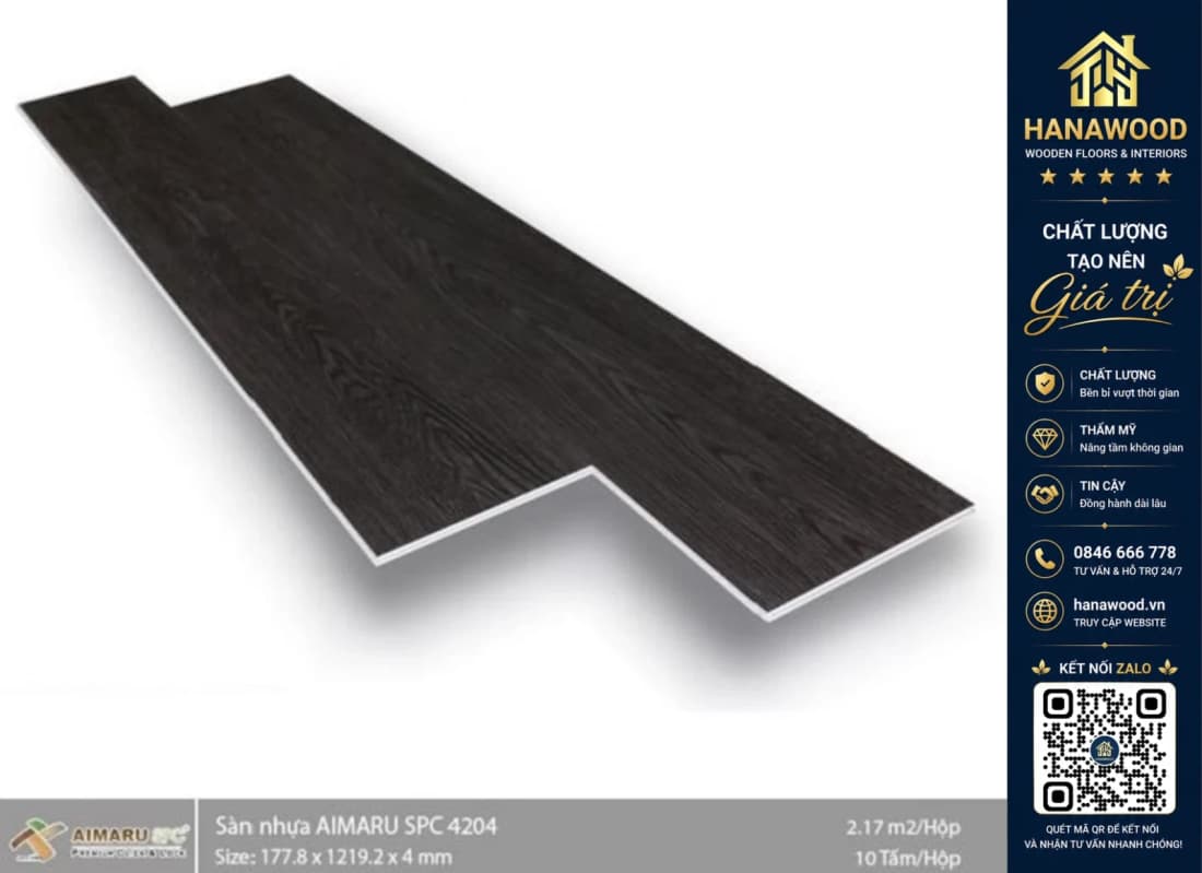 Sàn Nhựa Giả Gỗ Hèm Khóa 4mm Aimaru 4204