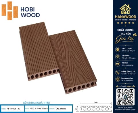Hình ảnh Sàn Gỗ Nhựa Ngoài Trời Hobiwood HB140T25-3D Oka Brown