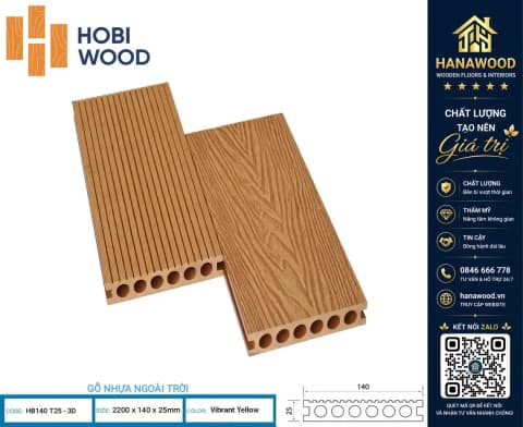 Hình ảnh Sàn Sân Vườn Ngoài Trời Hobiwood HB140T25-3D Vibrant Yellow